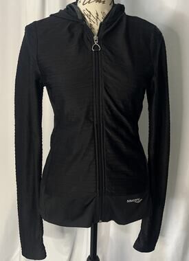 Saucony Active Textured Zip Front Hooded Jacket Black Size Women’s XS